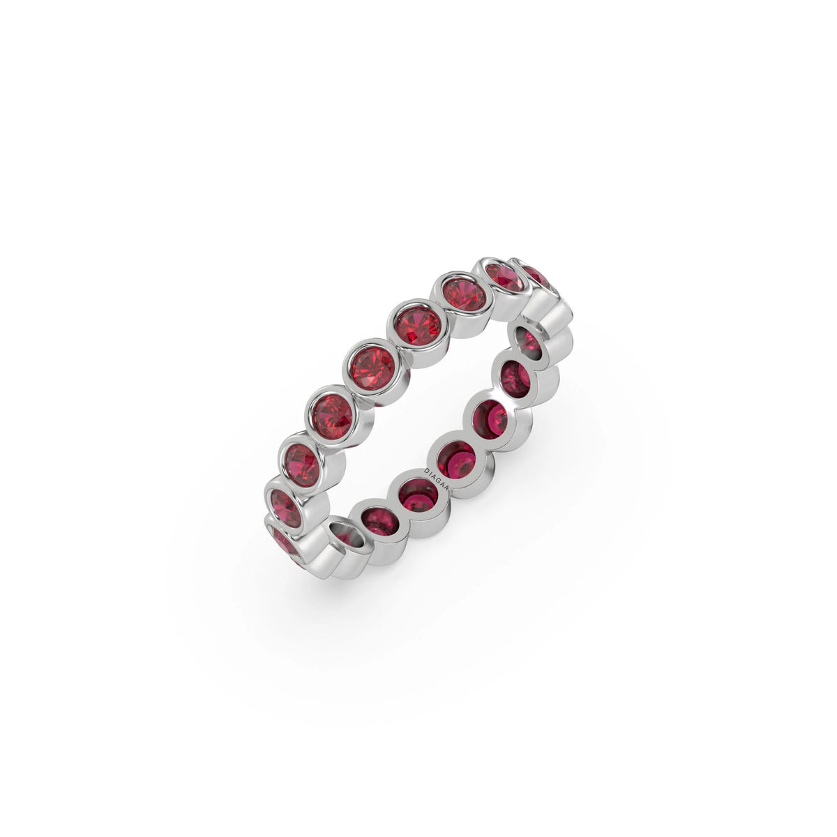 10K White Gold Round Ruby Full Eternity Ring