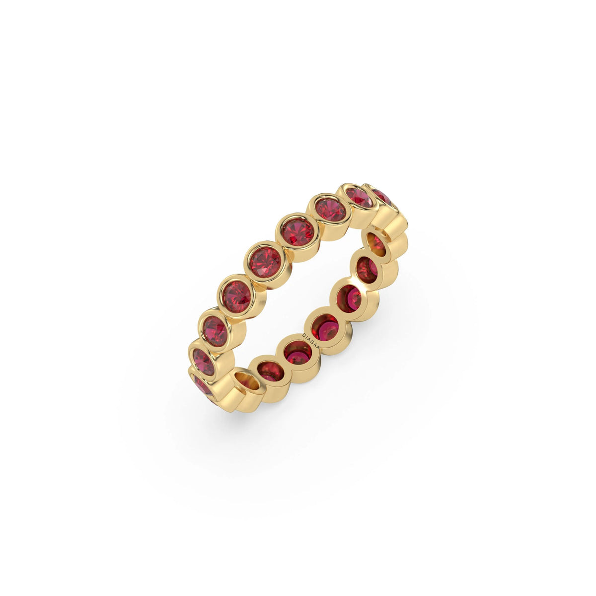 18K Yellow Gold Ruby Bezel Setting Eternity Band
