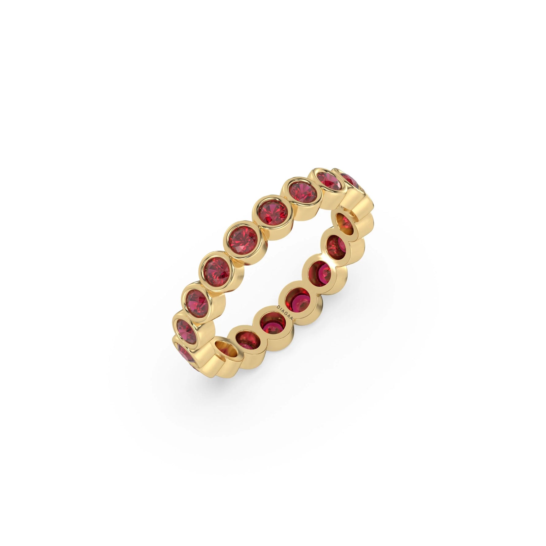14K Yellow Gold Round Ruby Gemstone Full Eternity Ring