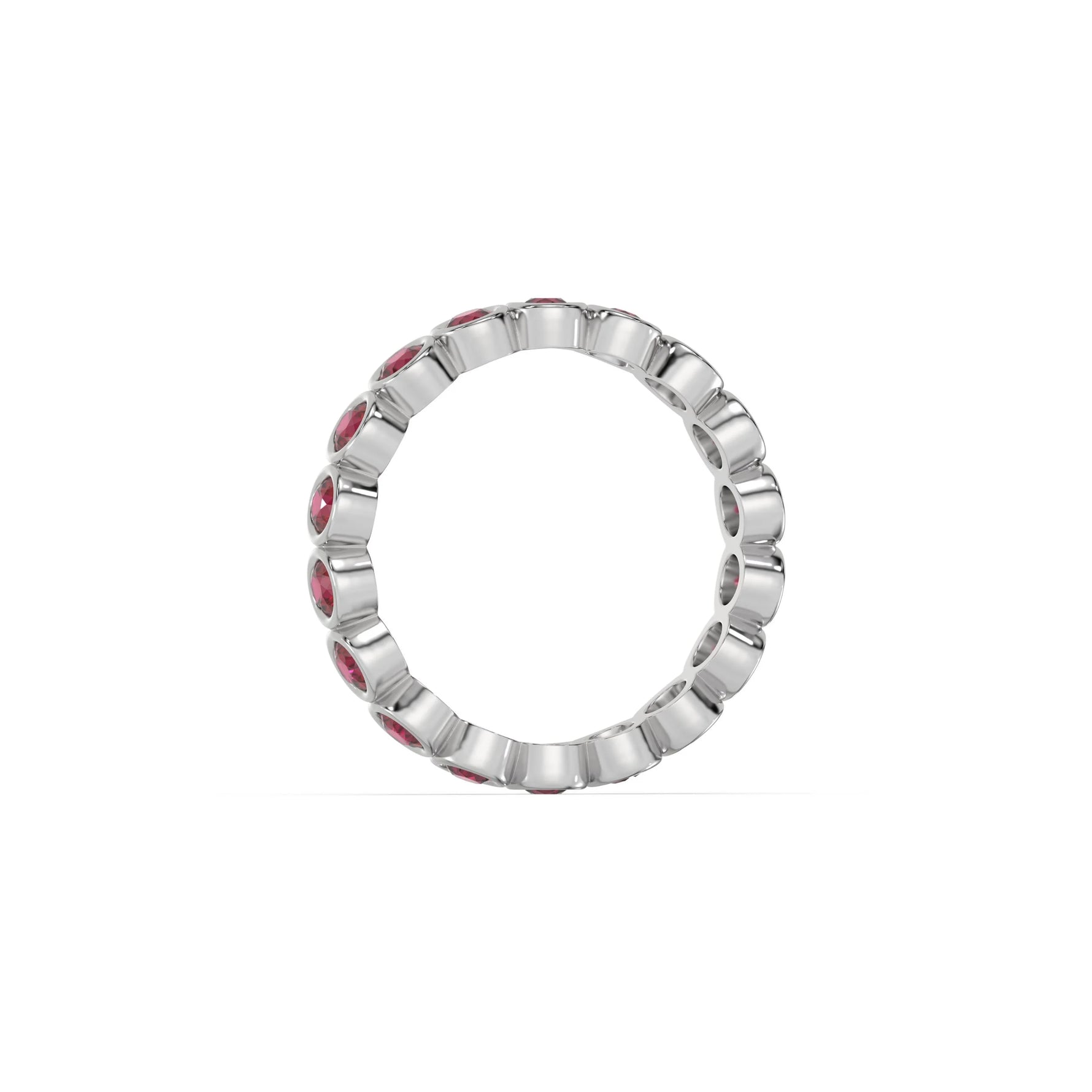 14K White Gold Ruby Gemstone Full Eternity Ring