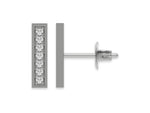 14k white gold lab grown round cut diamond bar stud earrings in pave setting.