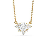 18K Yellow Gold Round and Pear Diamond Cluster Pendant