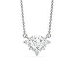 18K White Gold Round and Pear Diamond Cluster Pendant