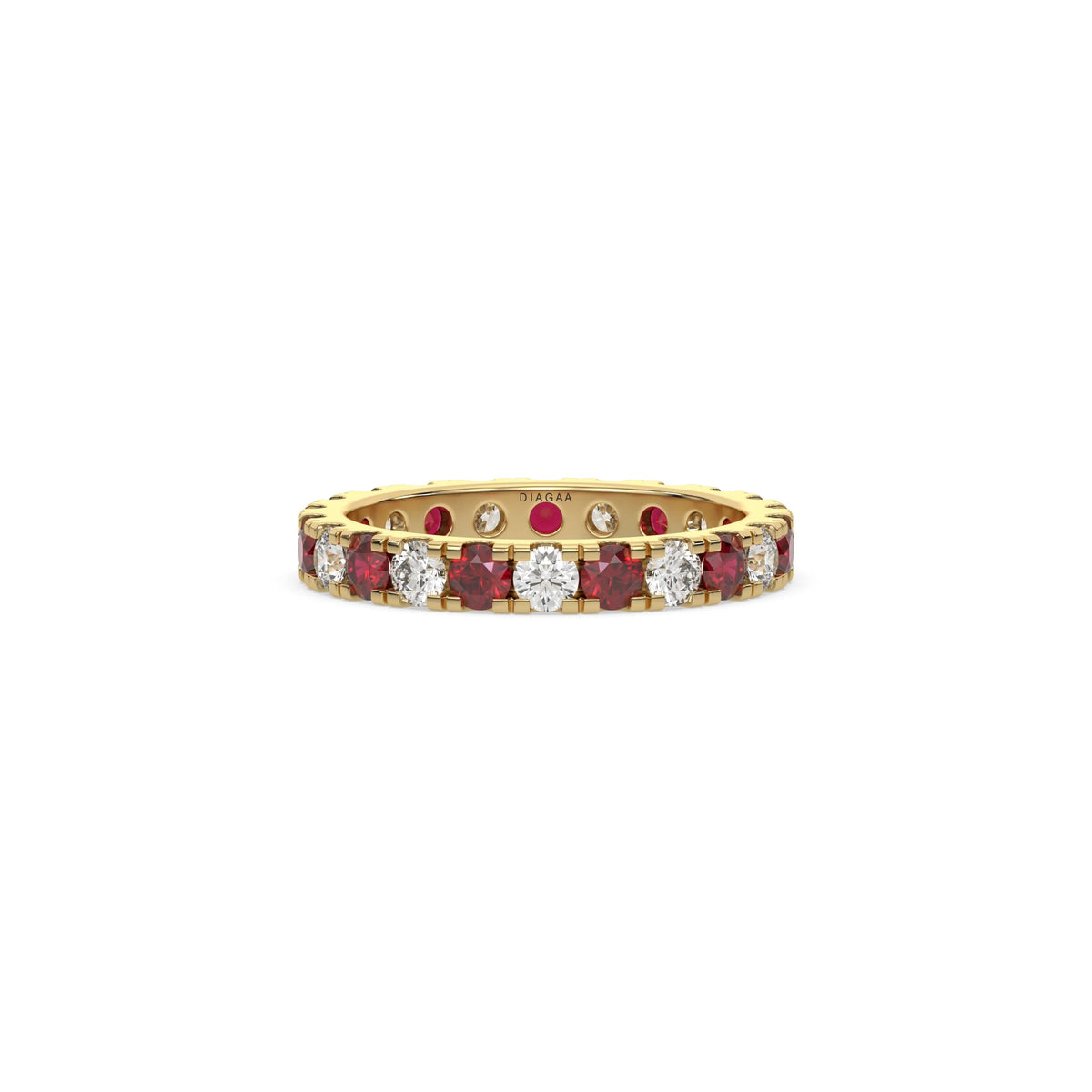 14K Yellow Gold Ruby and White Diamond Eternity Ring