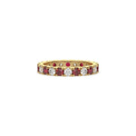 14K Yellow Gold Ruby and White Diamond Eternity Ring
