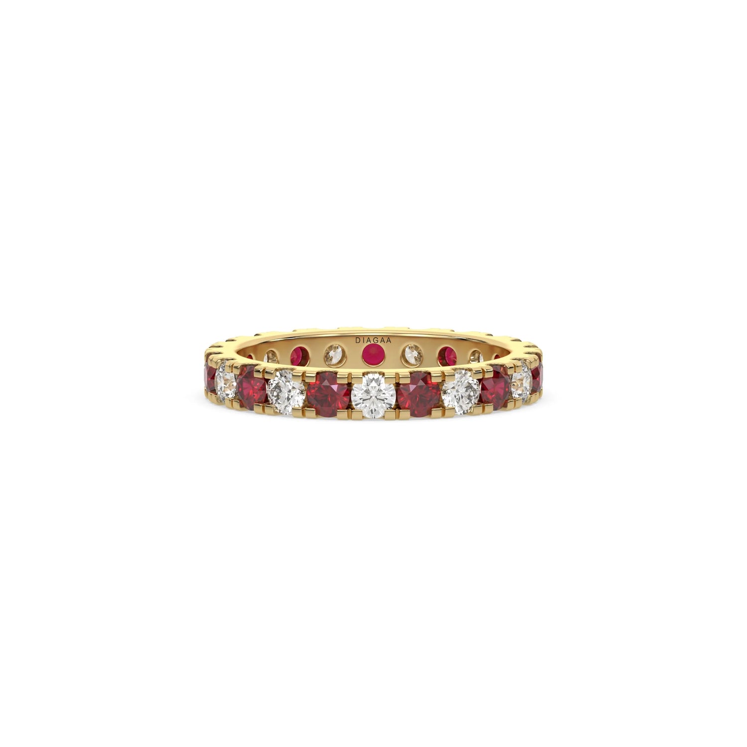 14K Yellow Gold Ruby and White Diamond Eternity Ring