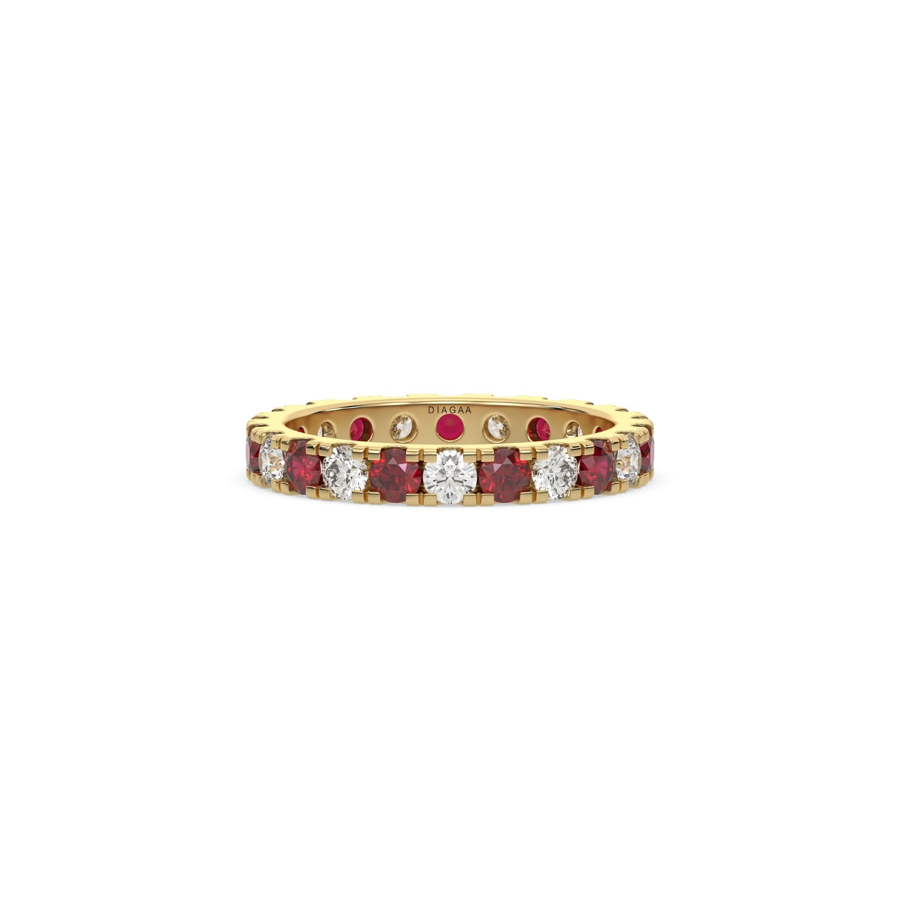 14K Yellow Gold Ruby and White Diamond Eternity Ring
