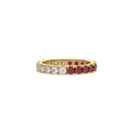 14K Yellow Gold Ruby Gemstone and White Diamond Full Eternity Ring