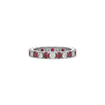 14K White Gold Ruby and White Diamond Full Eternity Ring