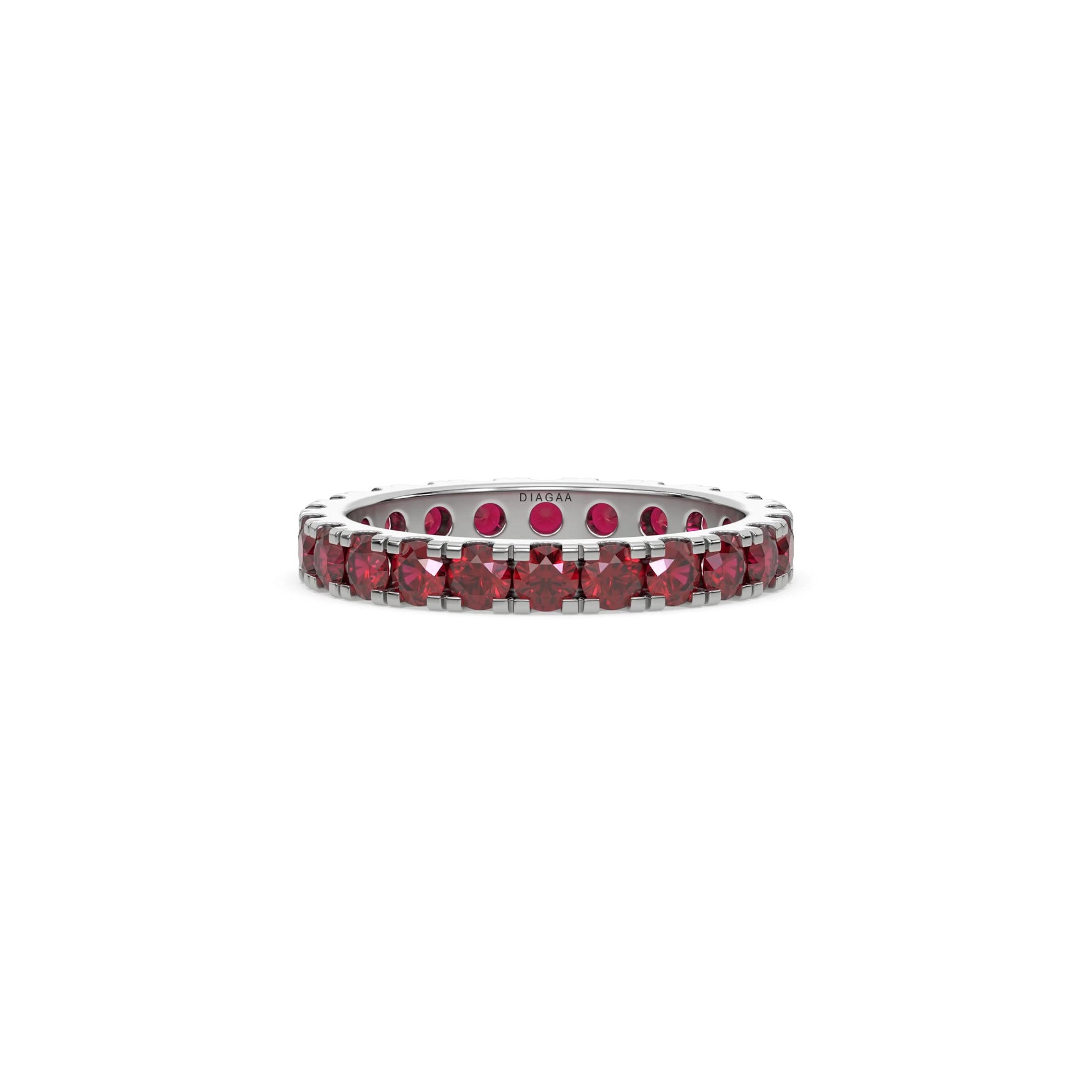 18K White Gold Eternity Ruby Gemstone Ring
