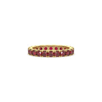 14K Yellow Gold Eternity Round Cut Ruby Gemstone Ring