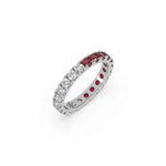 10K White Gold Half and Half Ruby and White Diamond Ring
