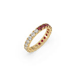 18K Yellow Gold Ruby Gemstone and White Diamond Eternity Ring