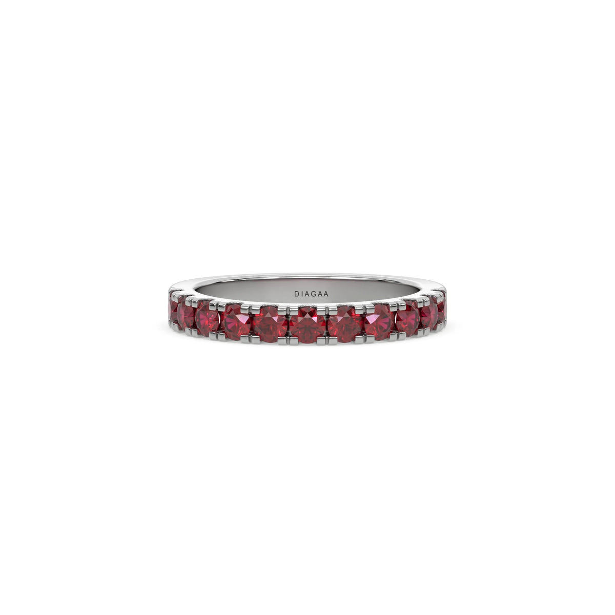 18K White Gold Ruby Gemstone Eternity Band
