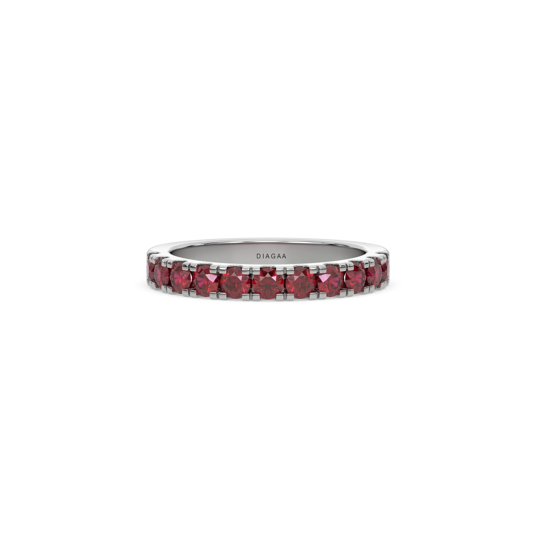18K White Gold Ruby Gemstone Eternity Band