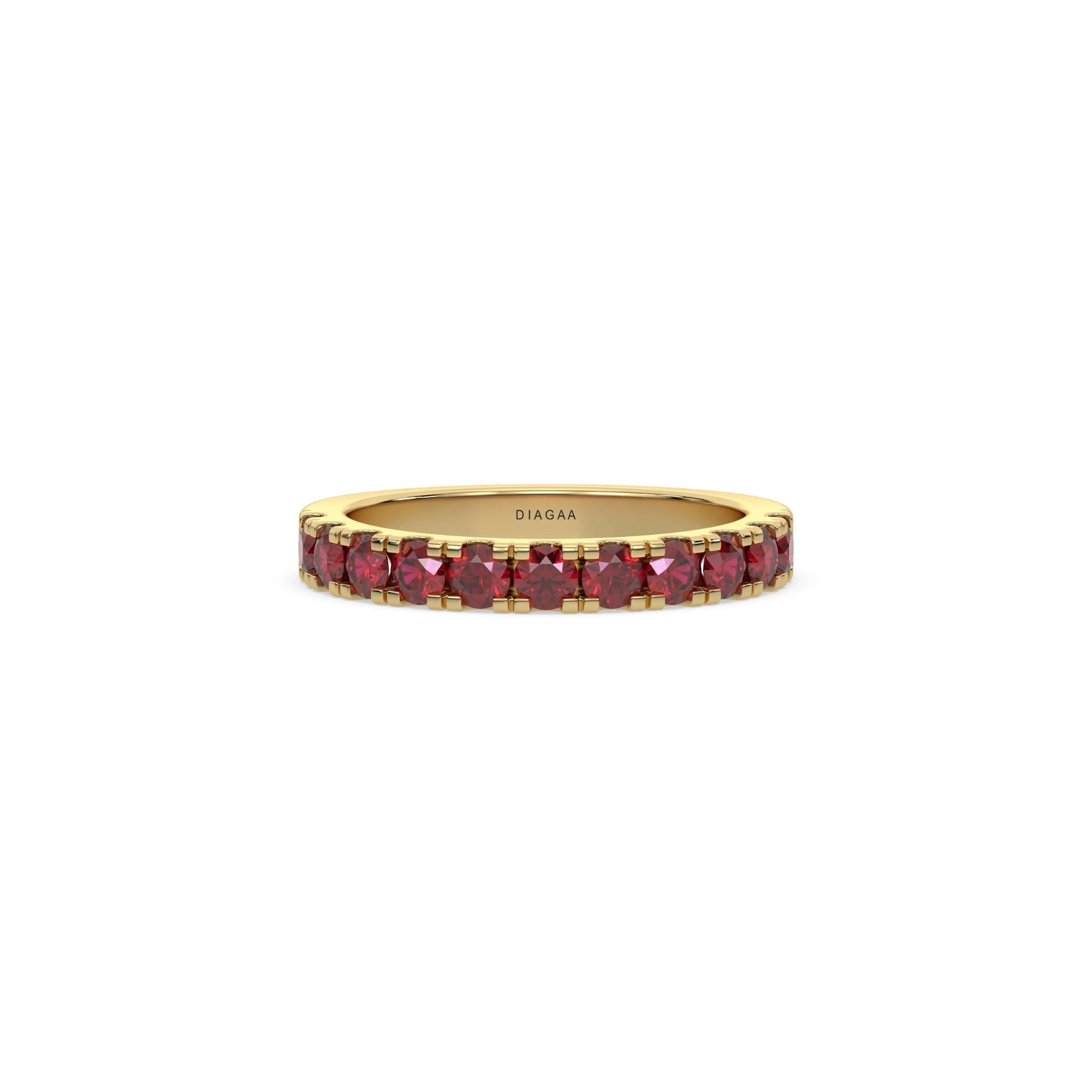 14K Yellow Gold Ruby Gemstone Half Eternity Ring
