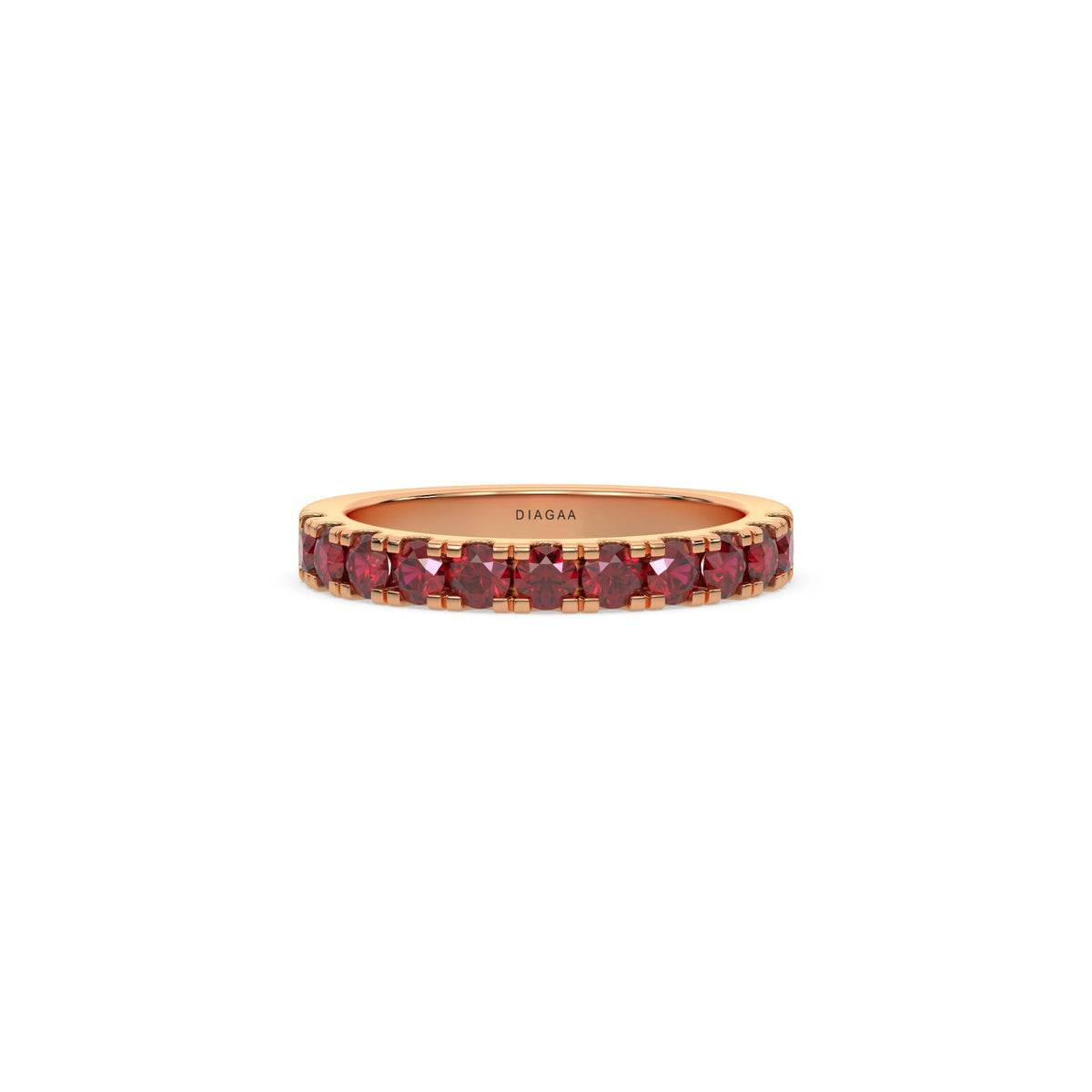 14K Rose Gold Ruby Gemstone Half Eternity Ring
