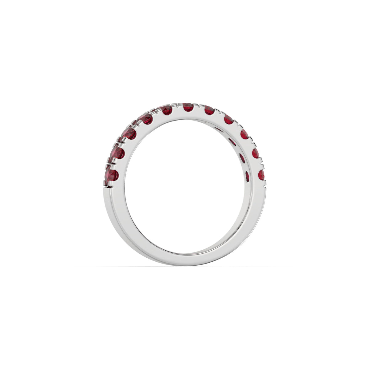 18K White Gold Ruby Gemstone Half Eternity Ring