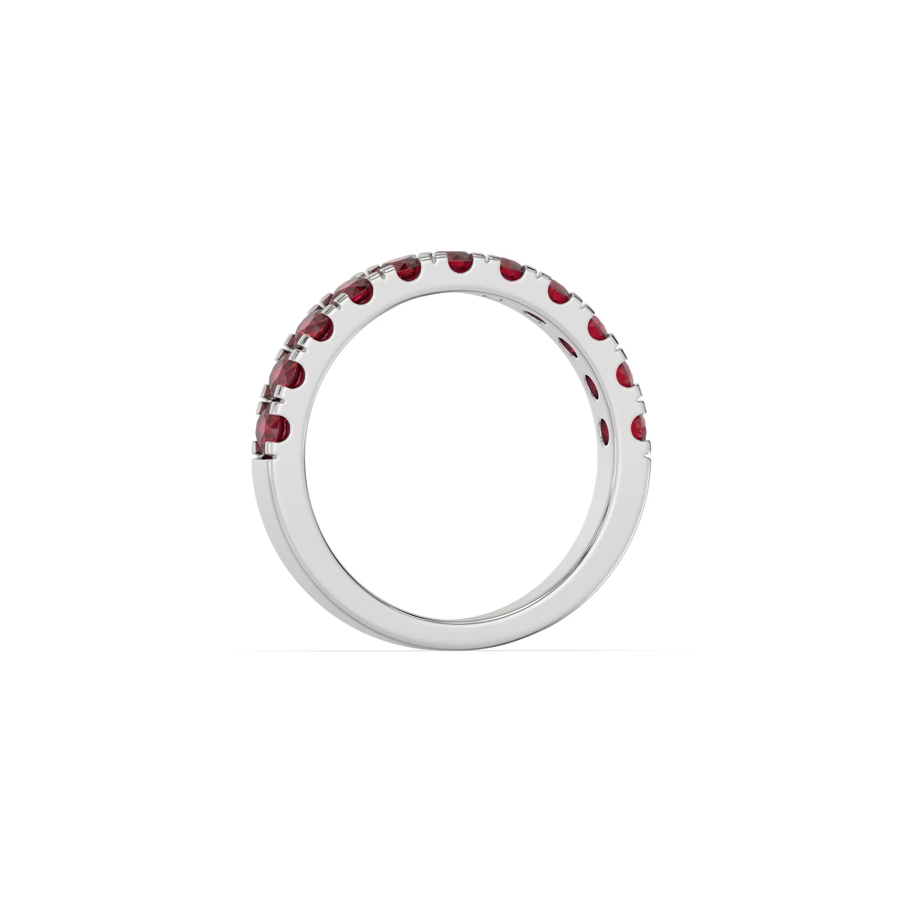 18K White Gold Ruby Gemstone Half Eternity Ring