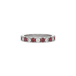 18K White Gold Ruby Gemstone and White Diamond Eternity Ring 
