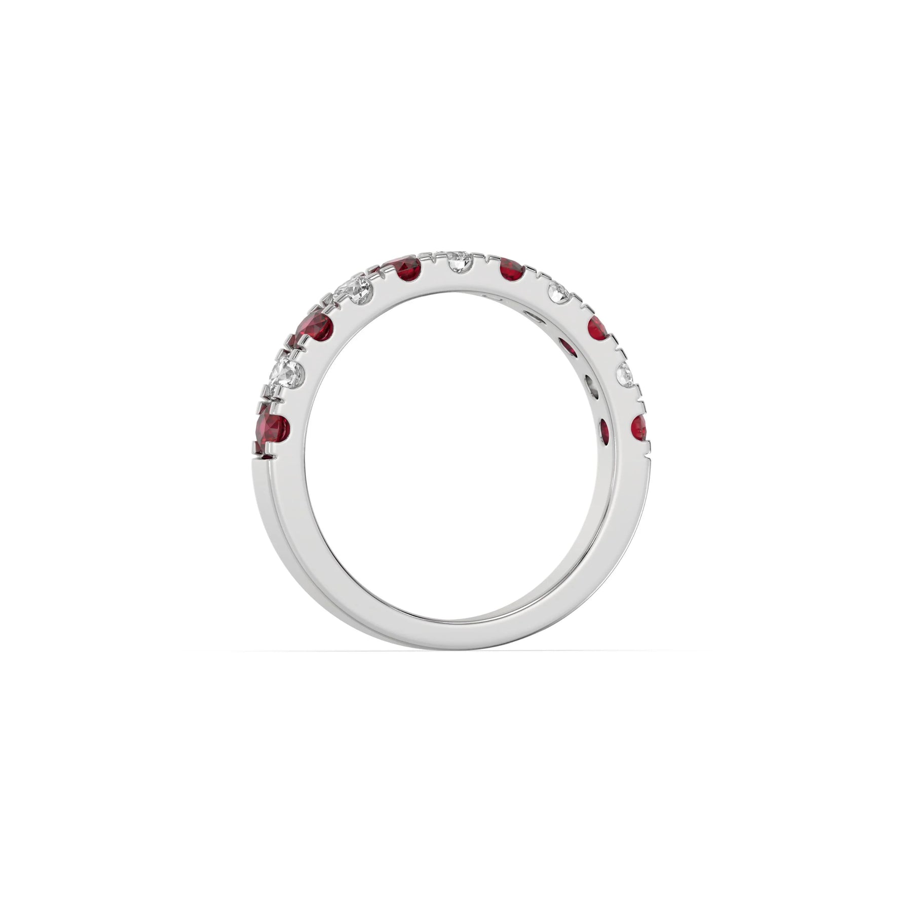 10K White Gold Half and Half Eternity Ring 