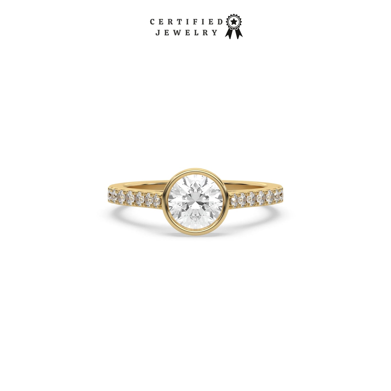 3 CT Lab Diamond Round Solitaire Bezel Engagement Ring