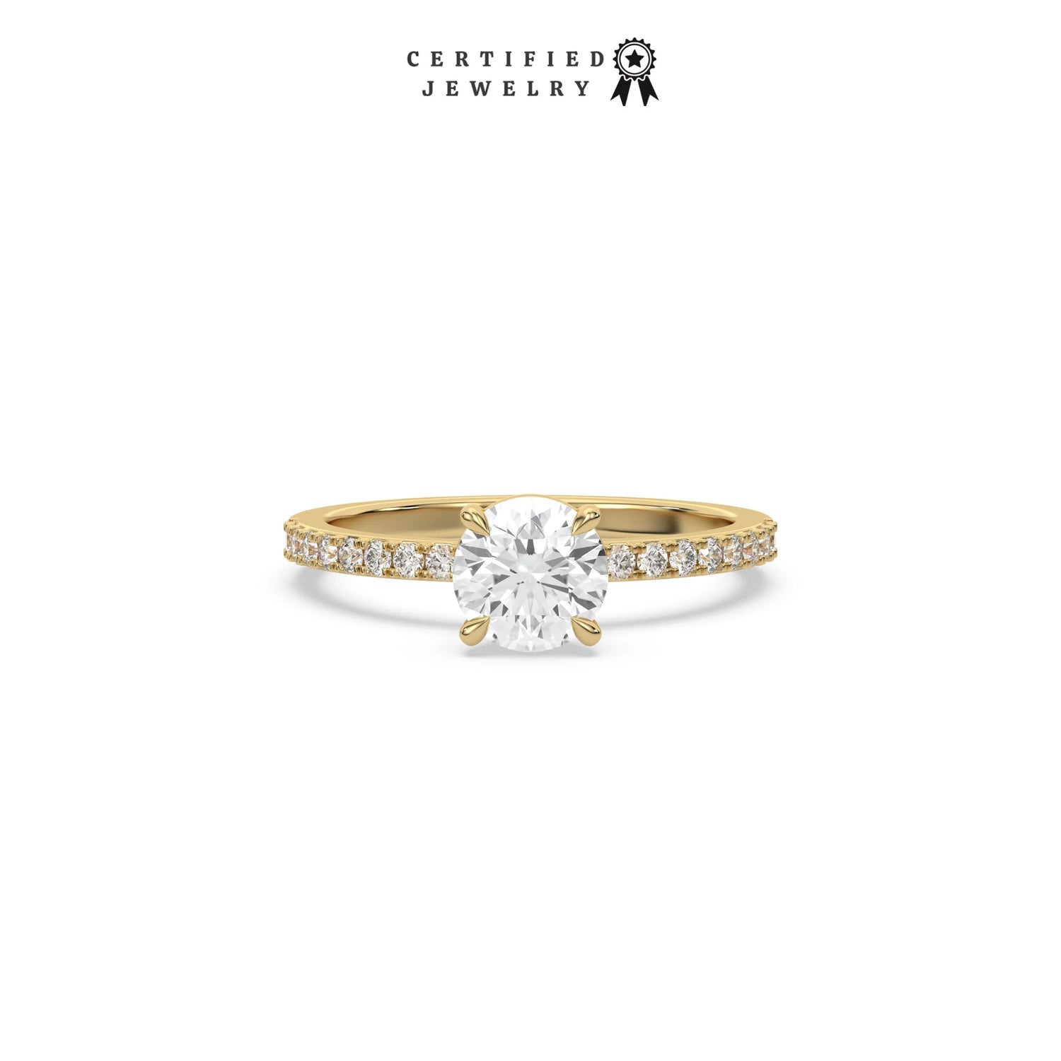 Engagement Ring, Solitaire Ring, Round Diamond Ring, Lab Grown Diamond Side Stone Ring, Promise Ring, Diamond Propose Ring