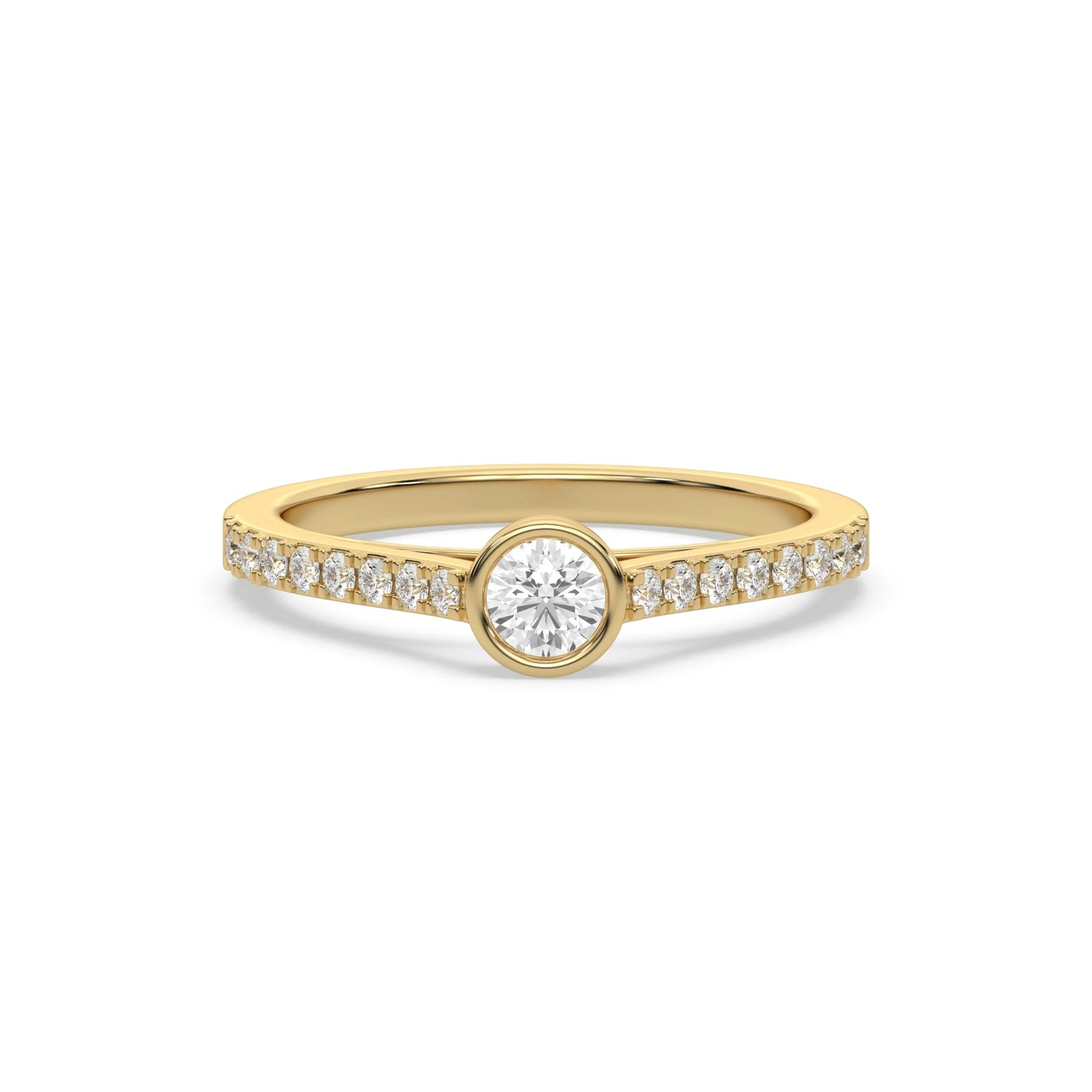 1 CT Natural Diamond Round Solitaire Bezel Engagement Ring