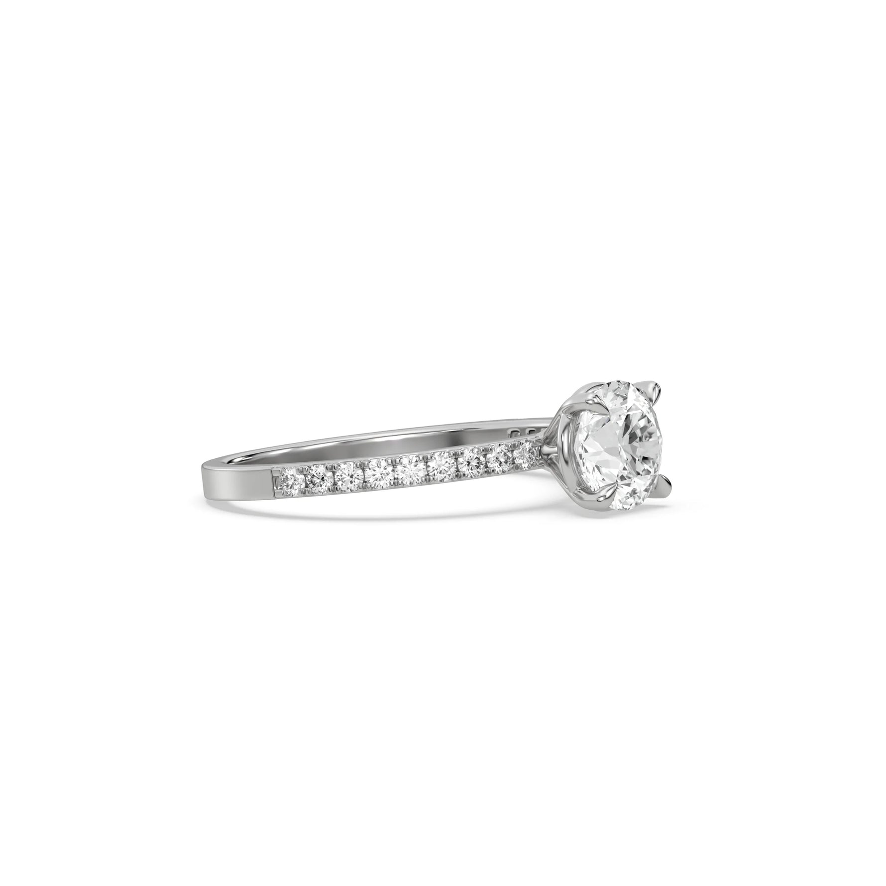 Engagement Ring, Solitaire Ring, Round Diamond Ring, Lab Grown Diamond Side Stone Ring, Promise Ring, Diamond Propose Ring