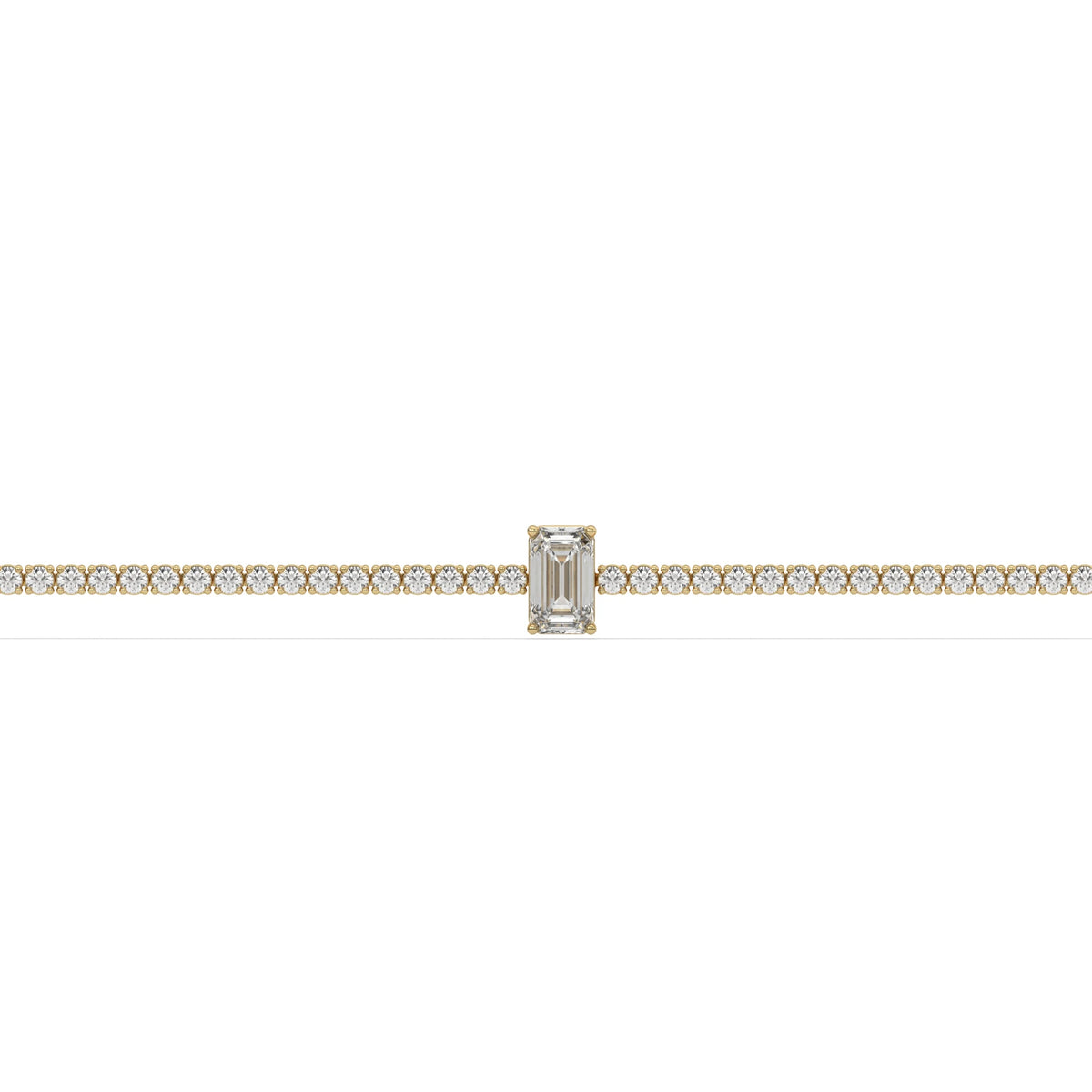 14K Yellow Gold Emerald And Round Tennis Bracelet