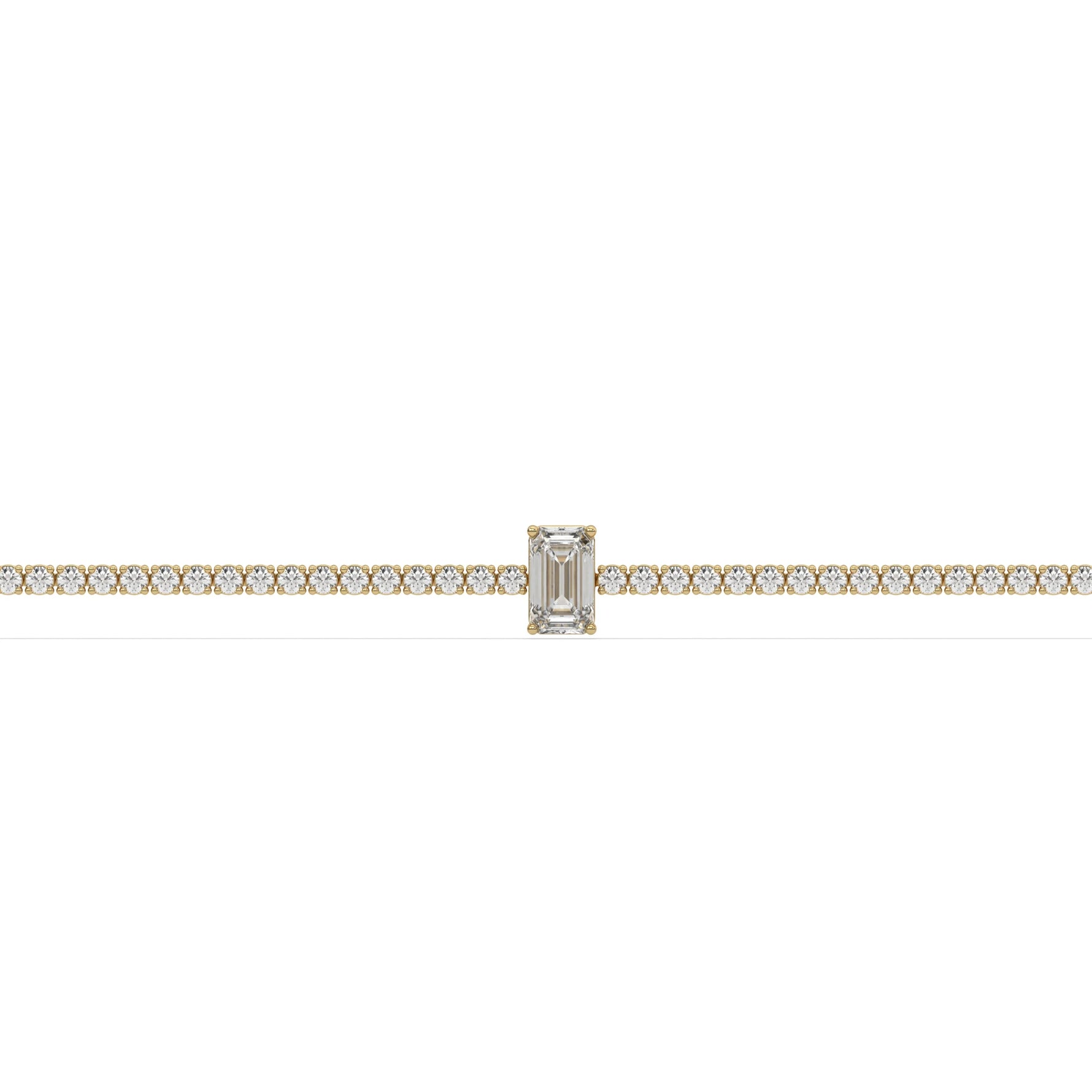 14K Yellow Gold Emerald And Round Tennis Bracelet