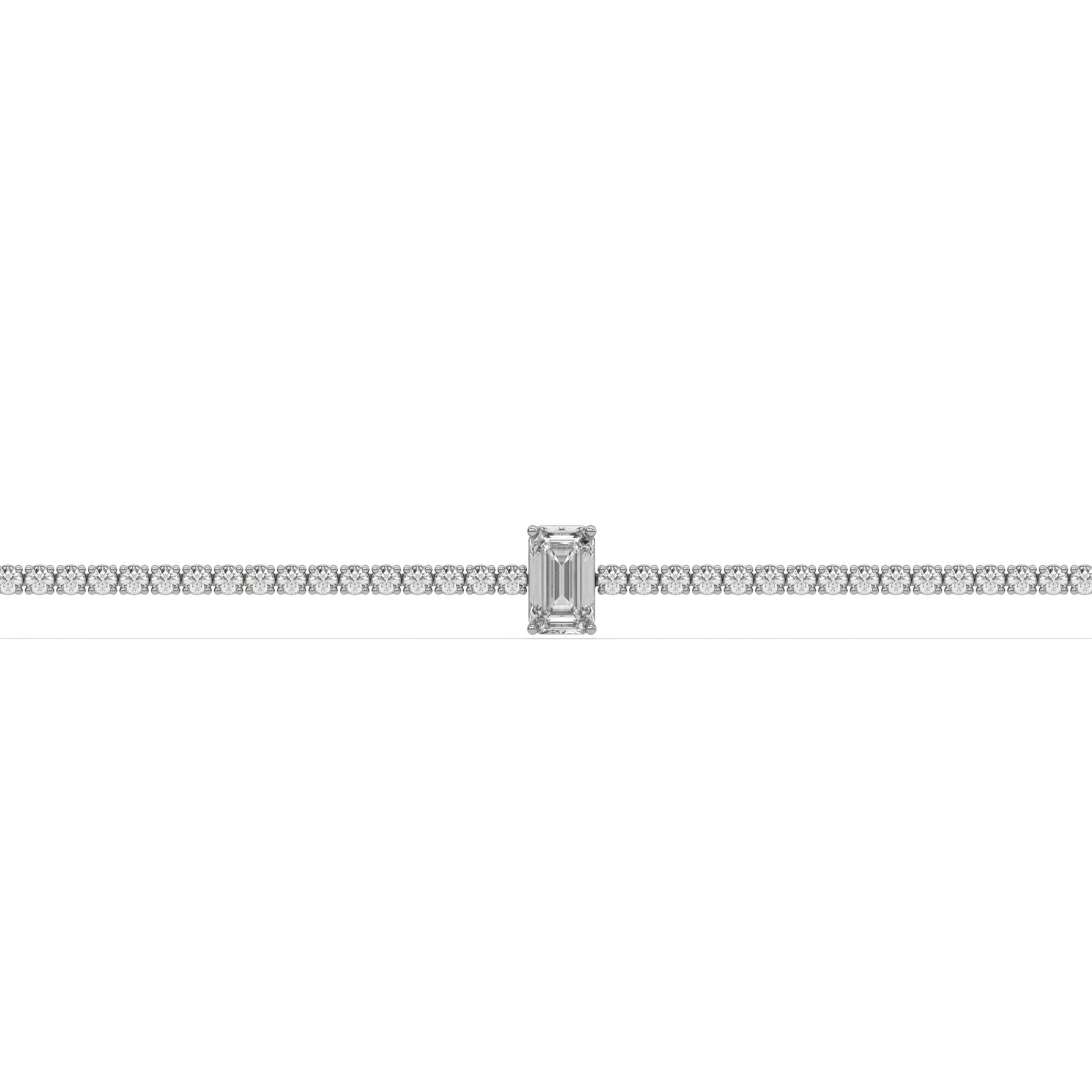 14K White Gold Emerald And Round Tennis Bracelet