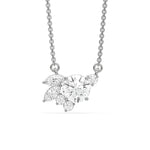 18K White Gold Round and Marquise Diamond Cluster Necklace