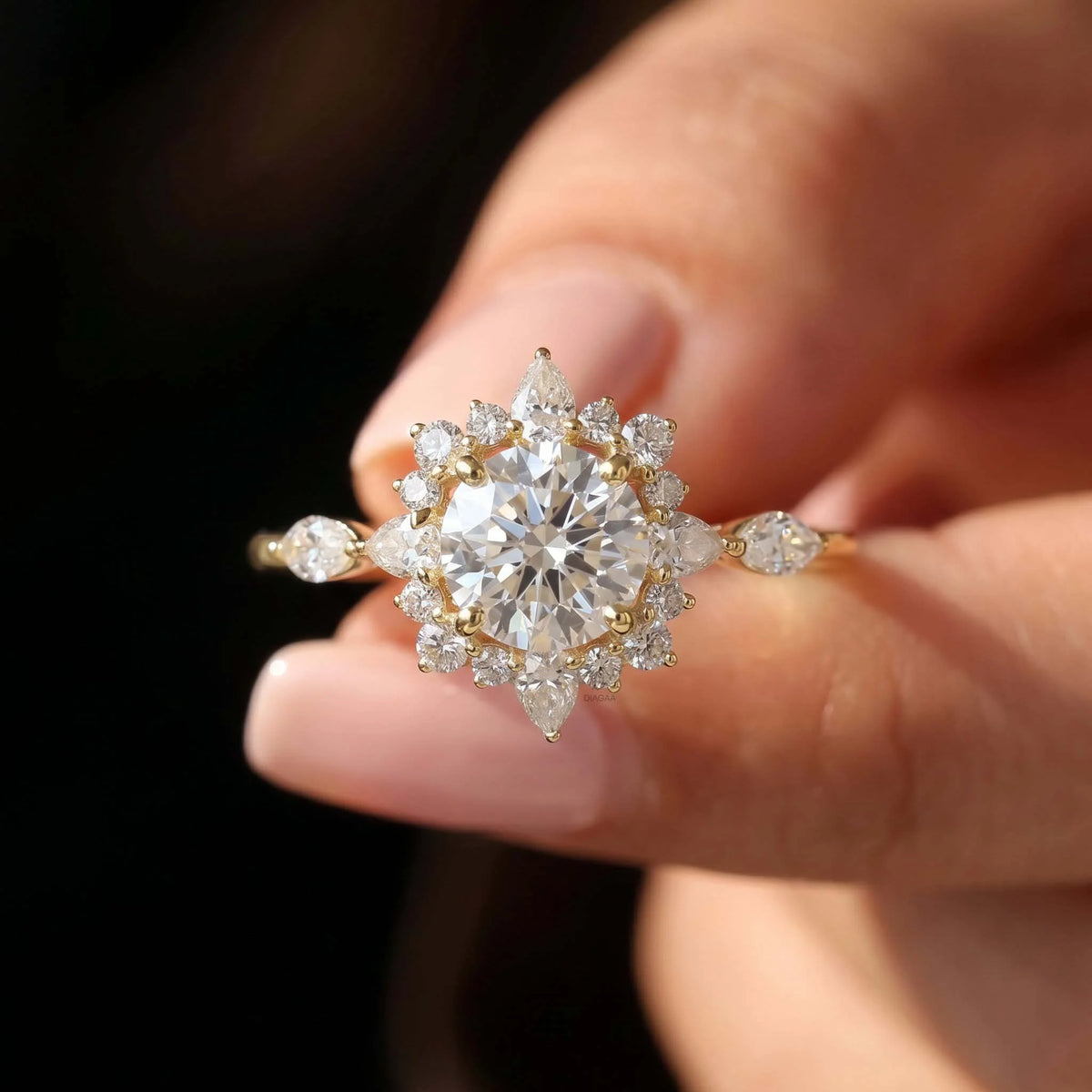 Lab Grown Round Cut Halo Engagement Ring