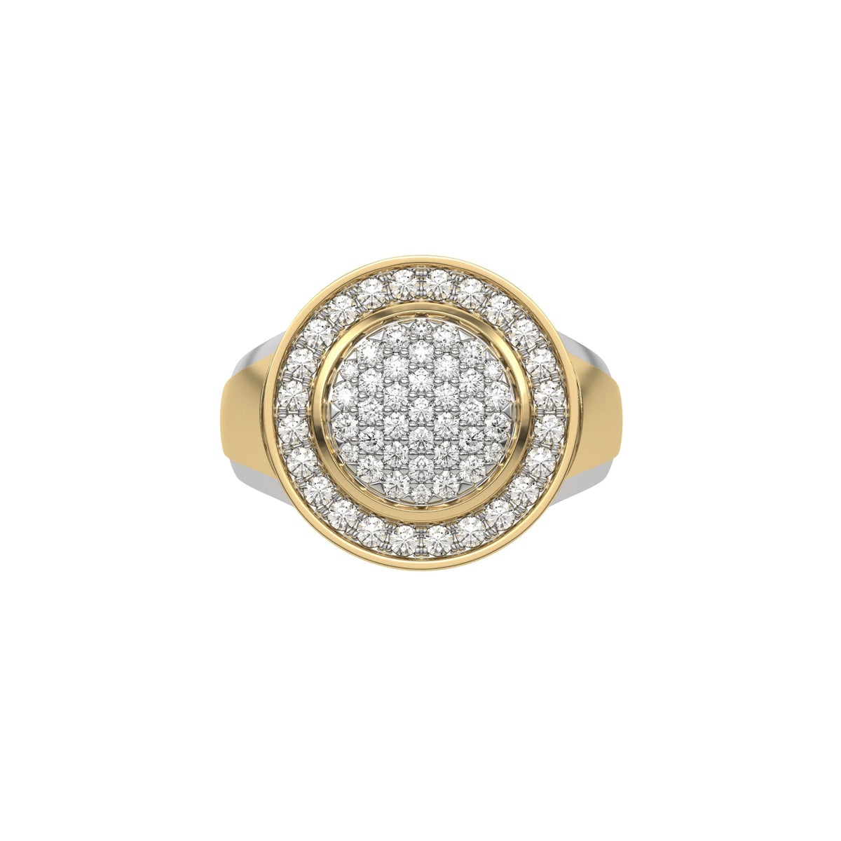 14K Yellow Gold Round Diamond Signet Pinky Ring 