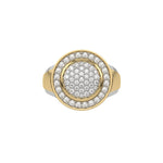 14K Yellow Gold Round Diamond Signet Pinky Ring 