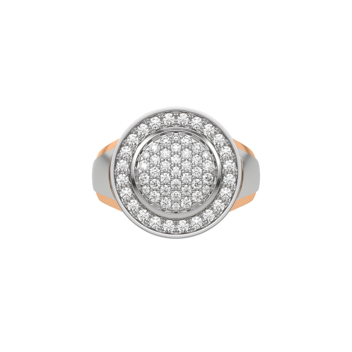 14K Rose Gold Round Diamond Signet Pinky Ring 