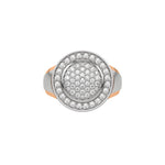 14K Rose Gold Round Diamond Signet Pinky Ring 