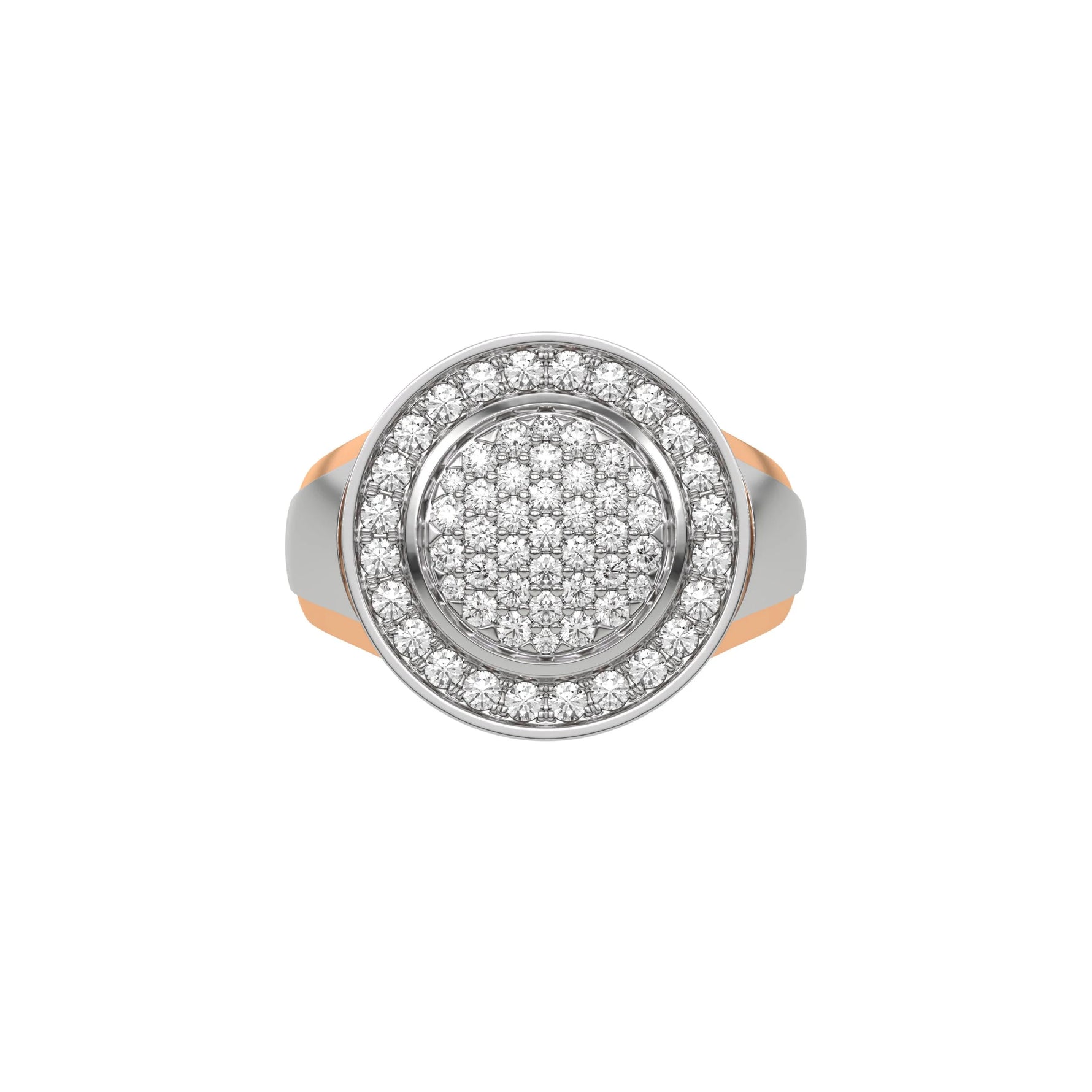 14K Rose Gold Round Diamond Signet Pinky Ring 