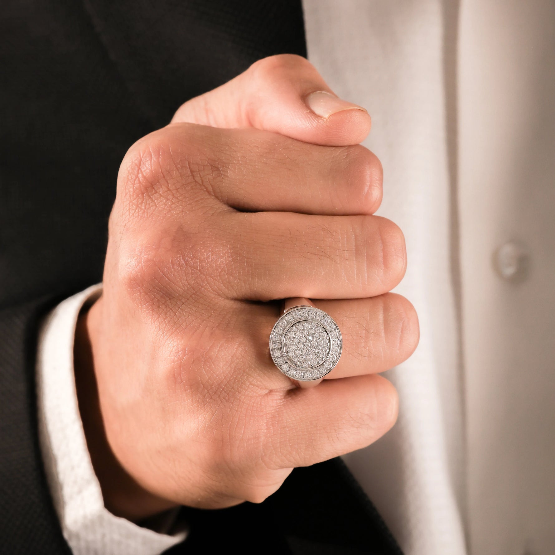 Round Diamond Mens Ring