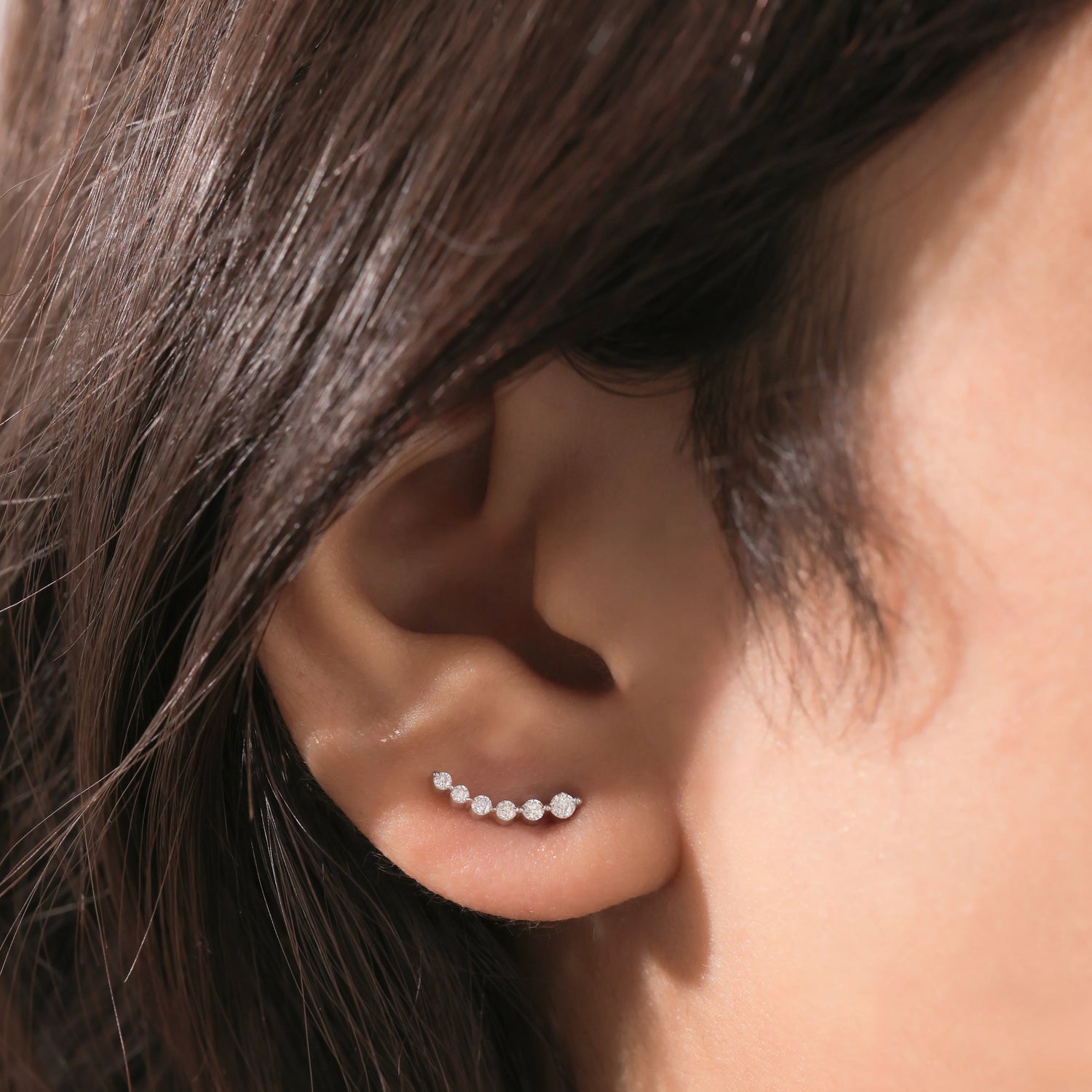 Round Diamond Climber Earring