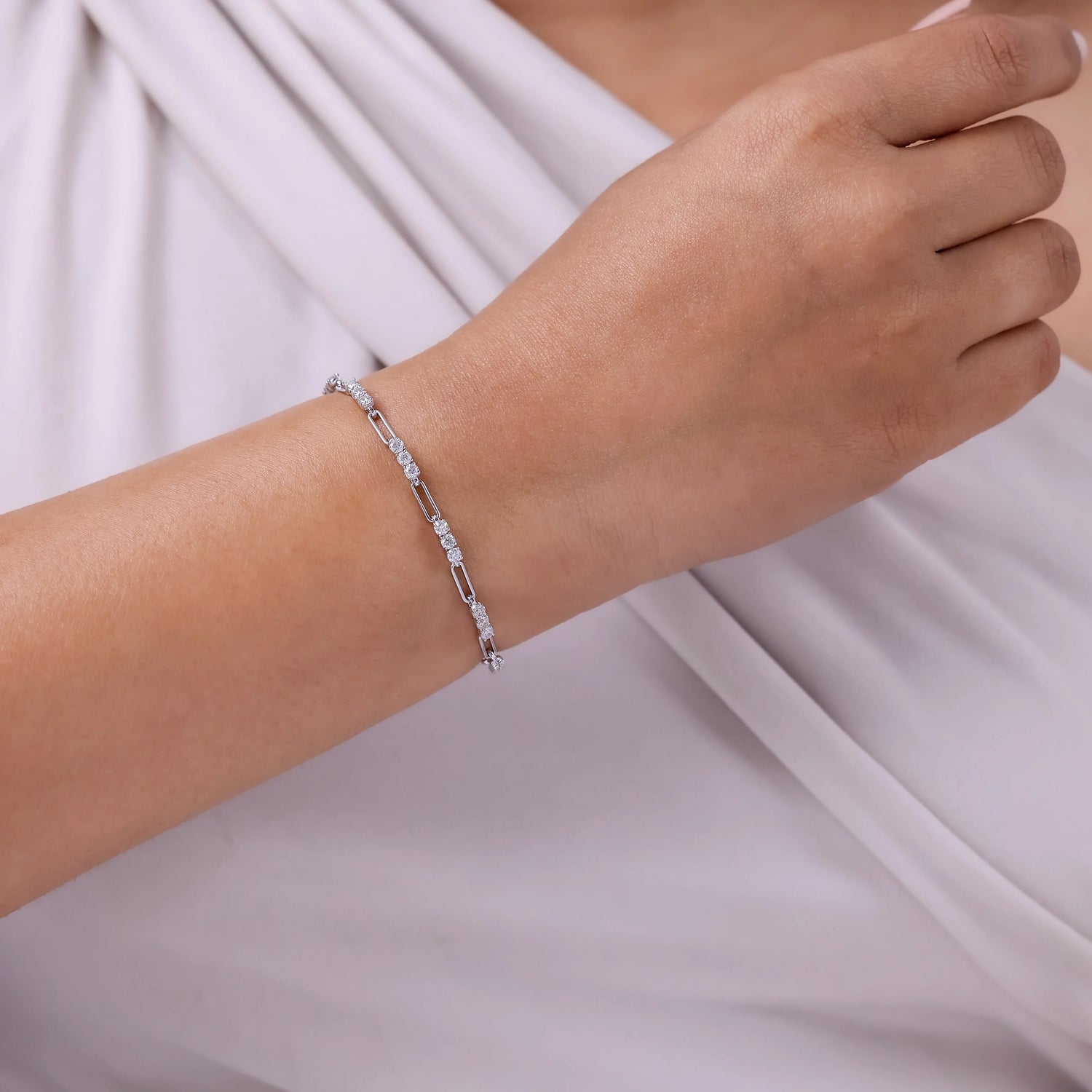 Round Diamond 14K Link Tennis Bracelet 