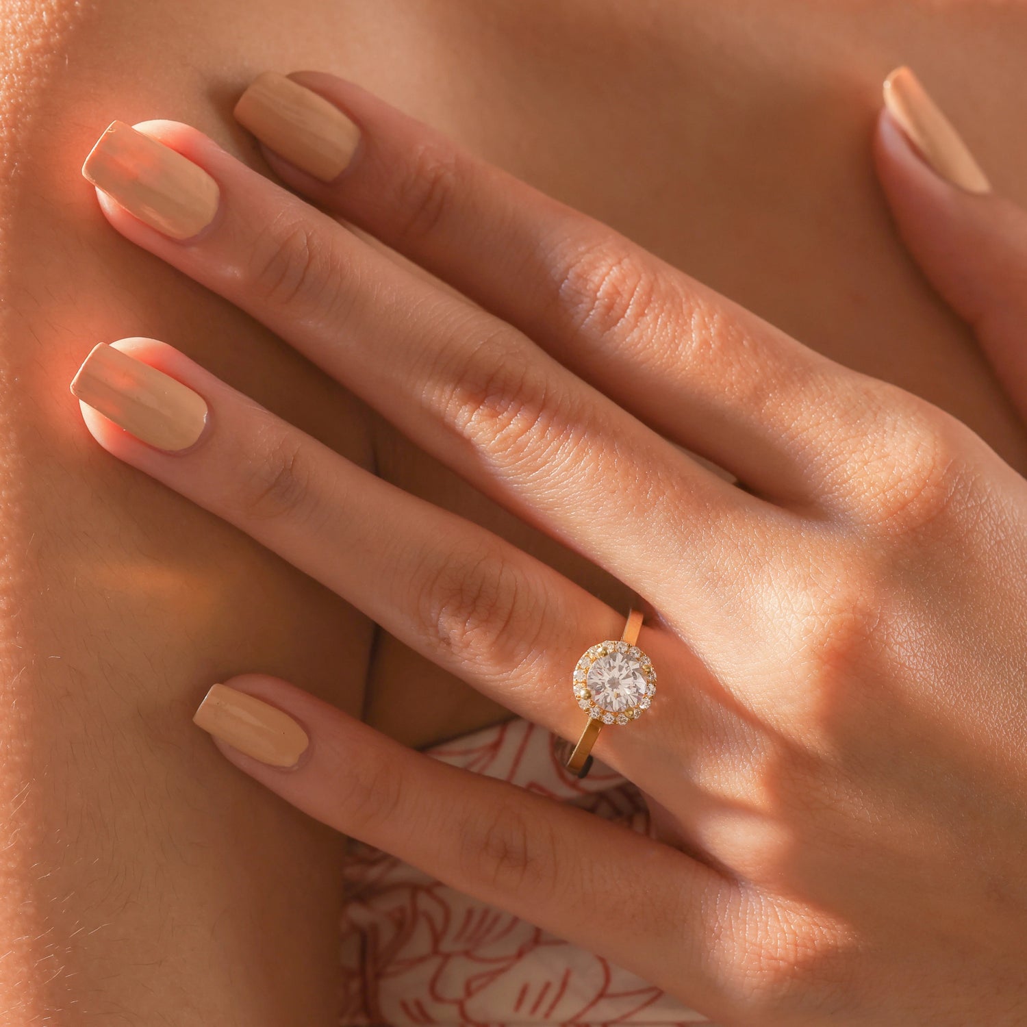 14K Yellow Gold 2CT Round Diamond Classic Halo Engagement Ring