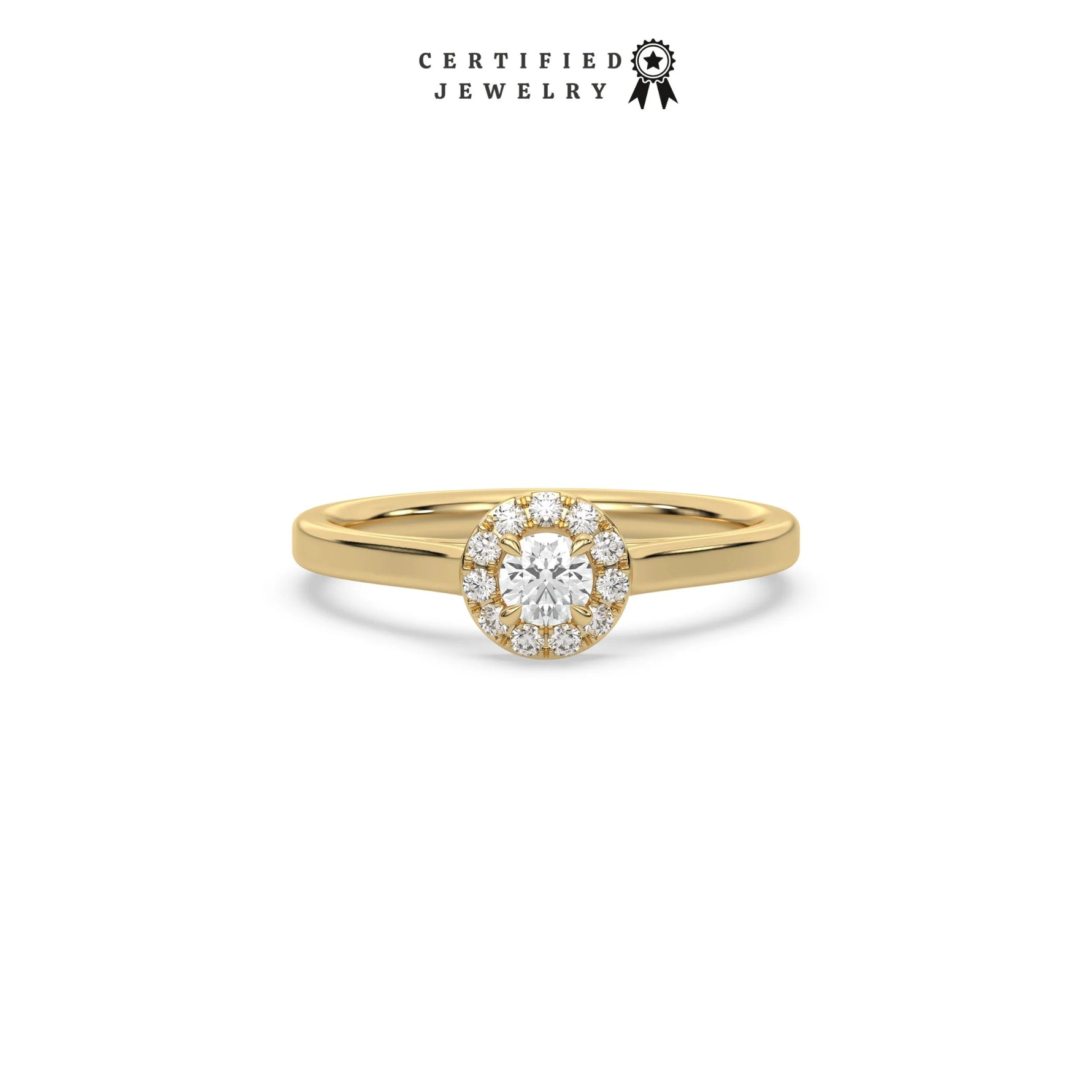 Halo Engagement Ring, Solitaire Diamond Ring, Promise Ring, Round Diamond Engagement Ring