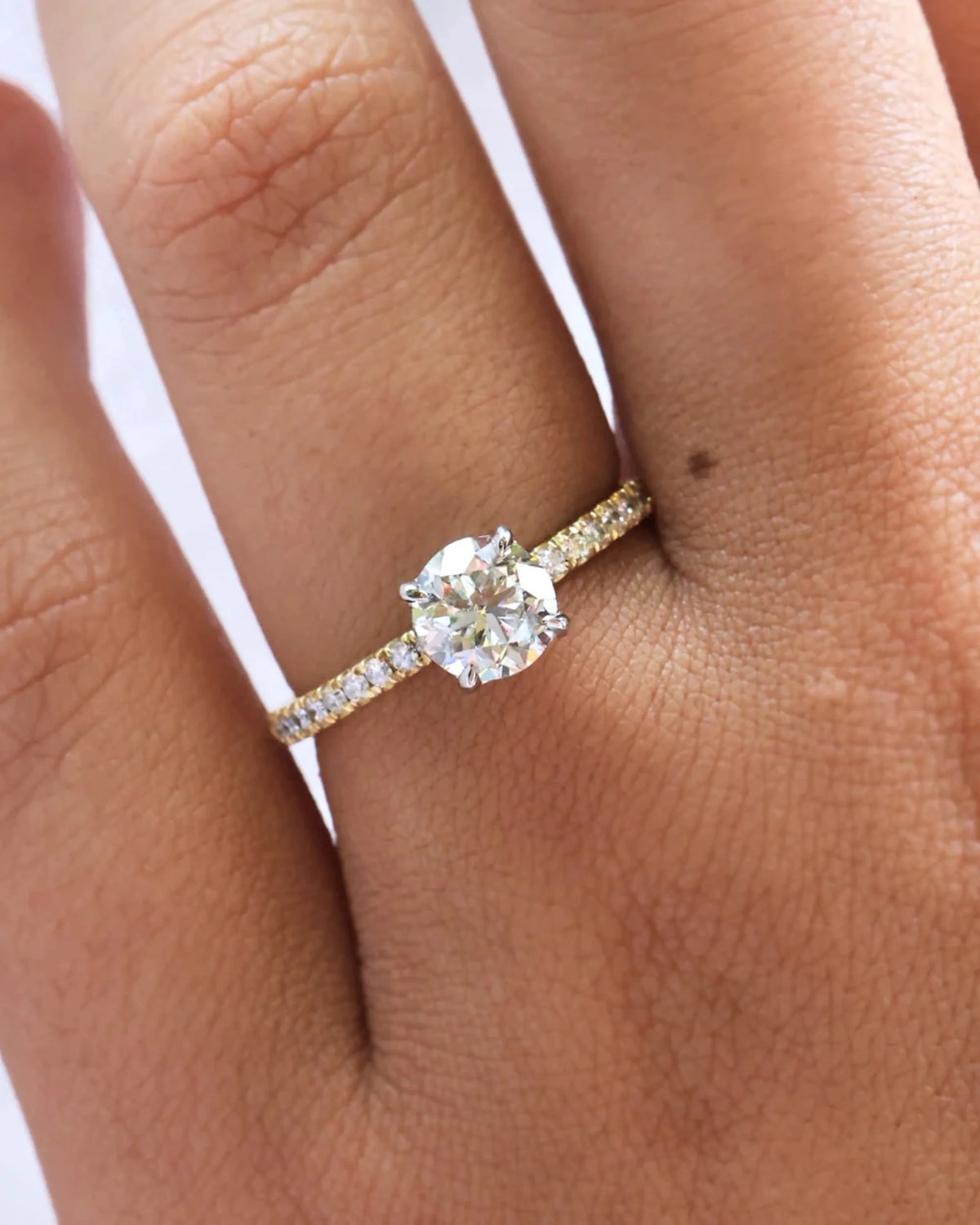 Engagement Ring, Solitaire Ring, Round Diamond Ring, Lab Grown Diamond Side Stone Ring, Promise Ring, Diamond Propose Ring