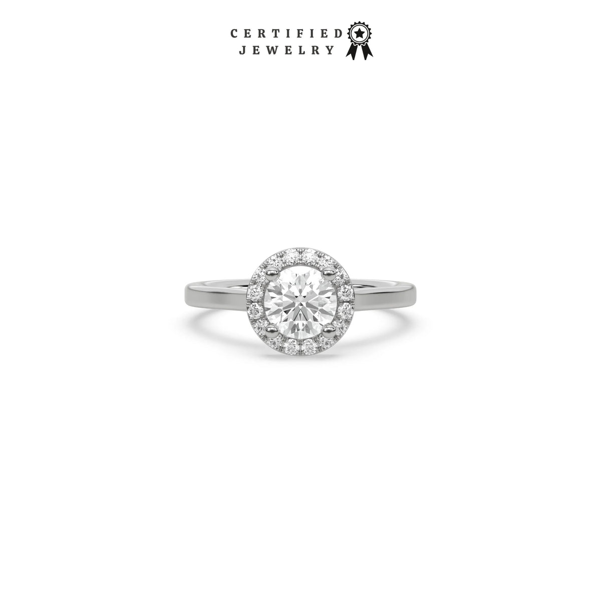 Halo Engagement Ring, Solitaire Diamond Ring, Promise Ring, Round Diamond Engagement Ring,