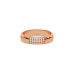 This rose gold ring displayed in front view is made with round brilliant-cut diamond and set in a micro pave setting