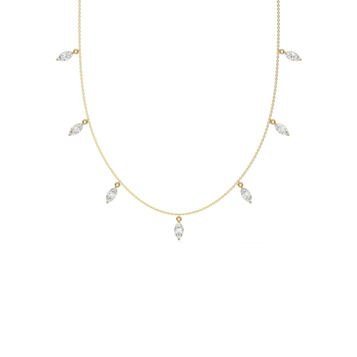 2.80 CT Lab Grown Seven Marquise Dangling Diamond Necklace