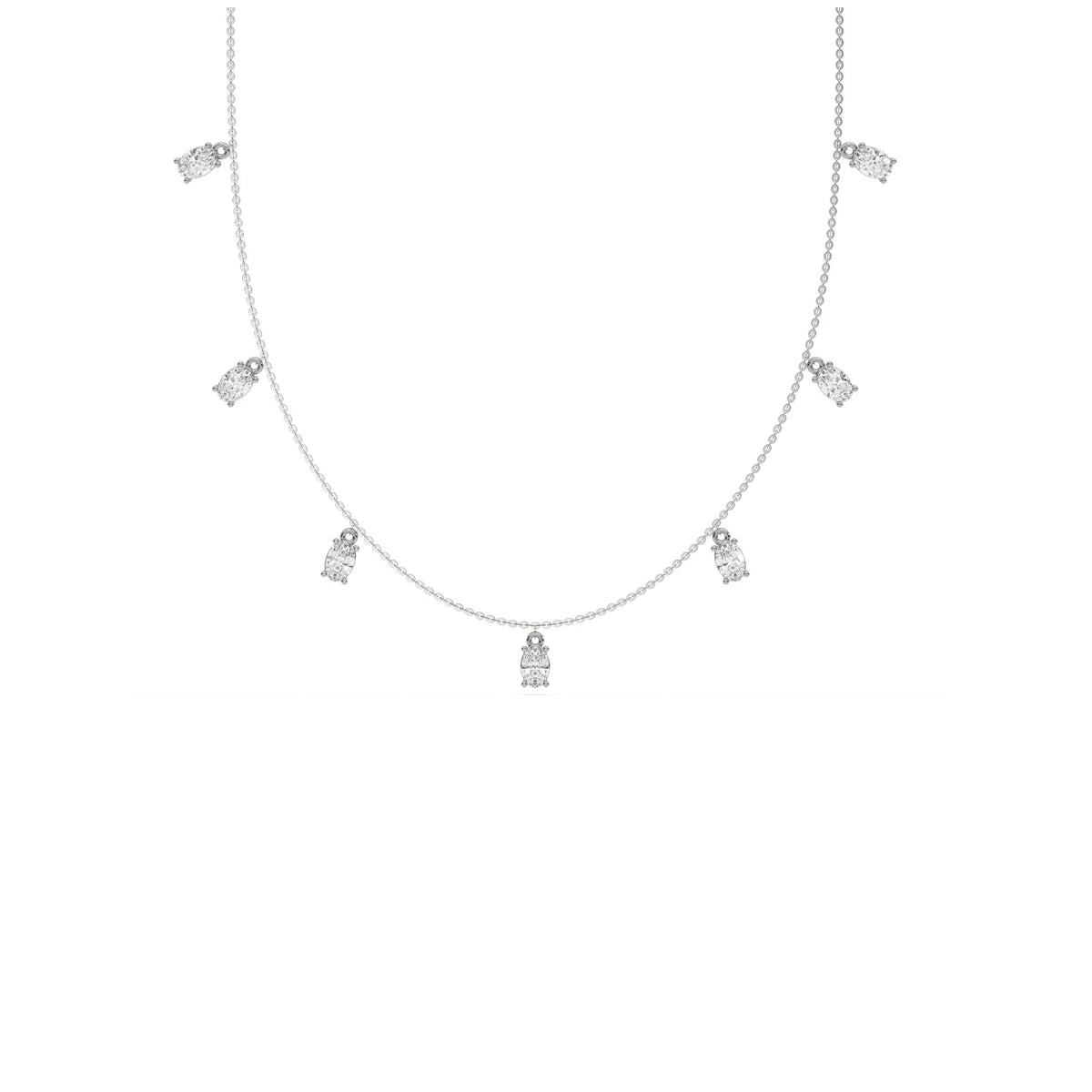 2.80 CT Seven Natural Oval Shape Dangling Diamond Necklace