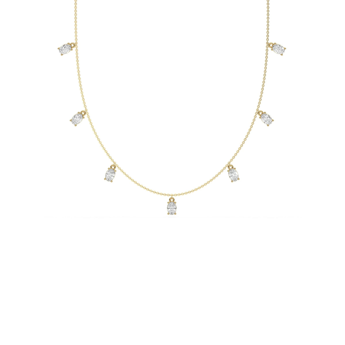 2.80 CT Seven Oval Cut Lab Created Diamond Dangling Necklace